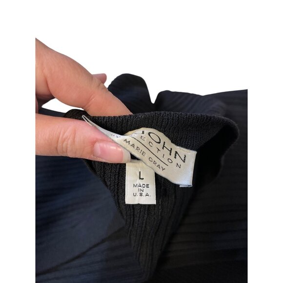 St. John Collection Black Sleeveless Ribbed Knit Cardigan With Gold Buttons Sz L - Picture 3 of 4